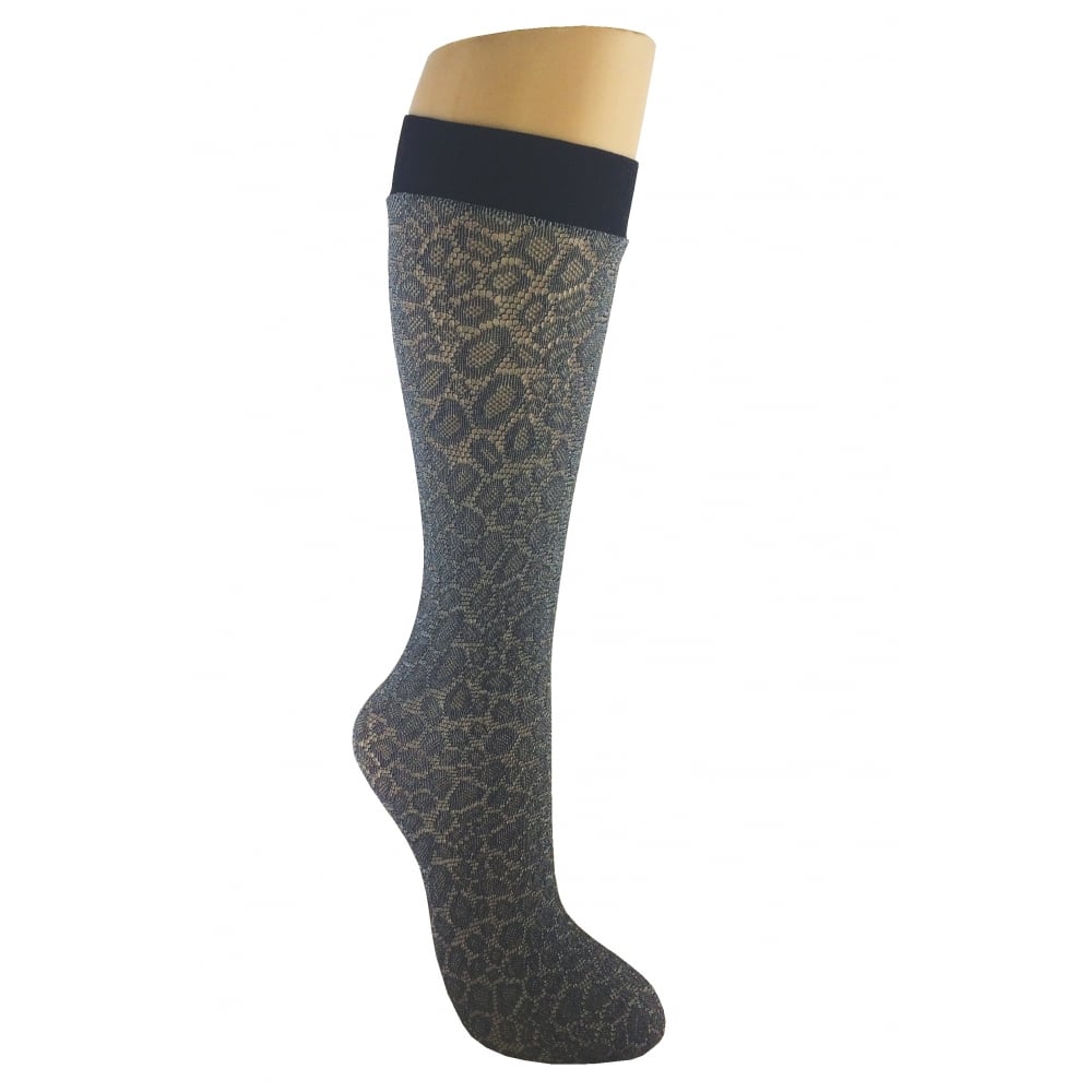 Animal Print Fishnet Knee High Socks