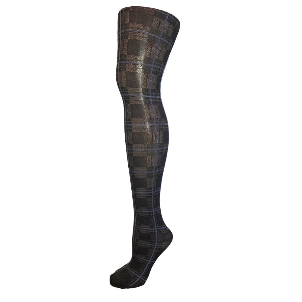Black And Blue Check Tights