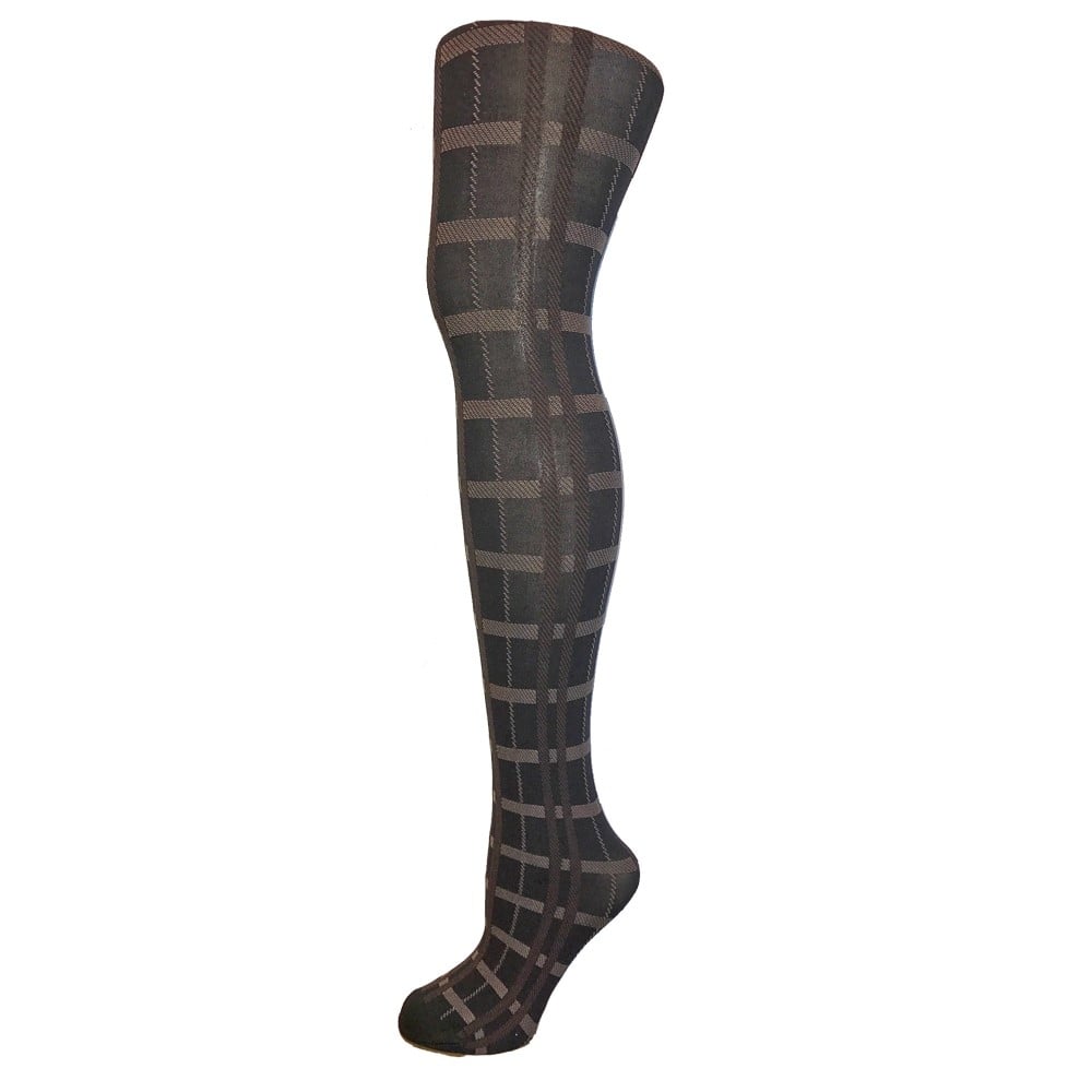 Black And Brown Check Tights