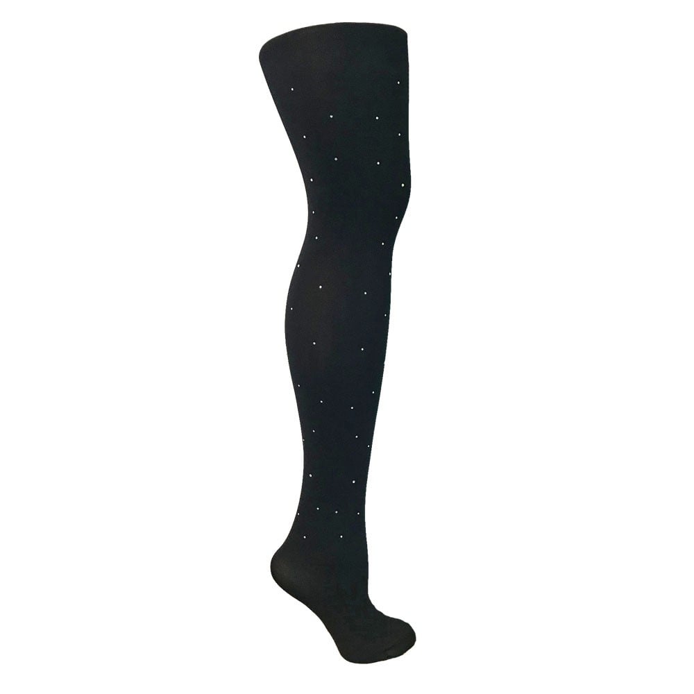 Black Opaque Tights With Scattered Diamantes