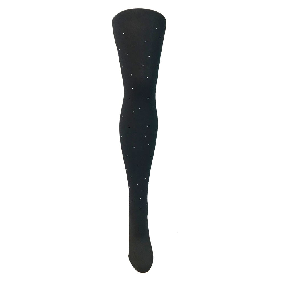 Black Opaque Tights With Scattered Diamantes
