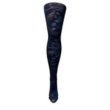 Black Floral Pattern Opaque Tights
