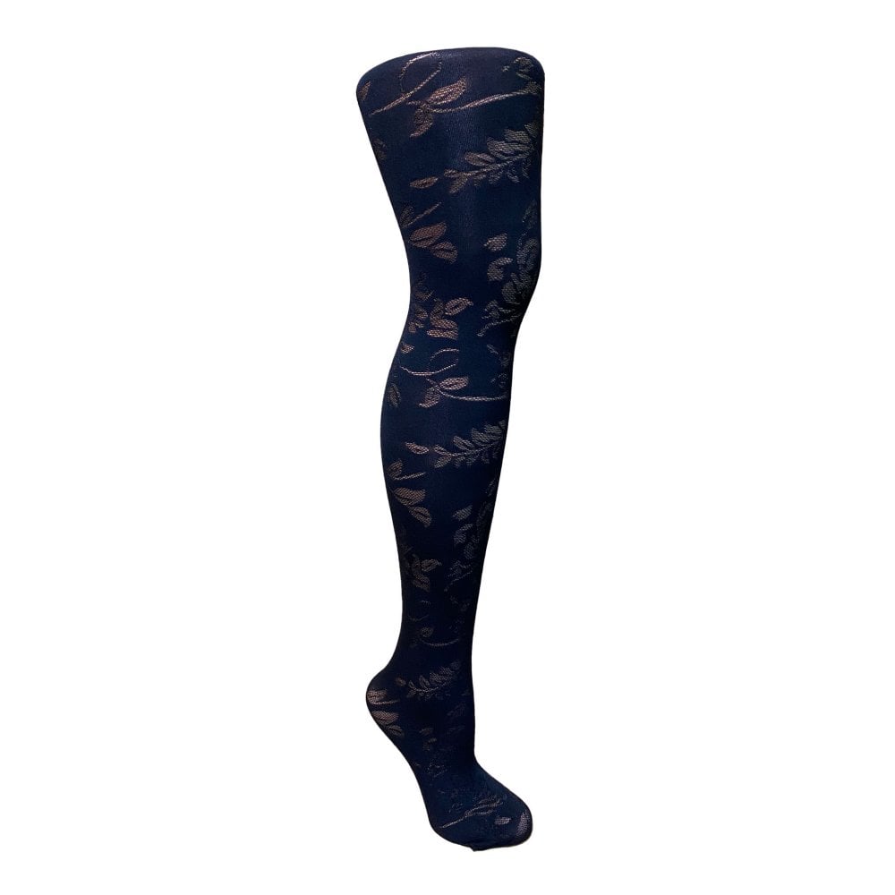 Black Floral Pattern Opaque Tights