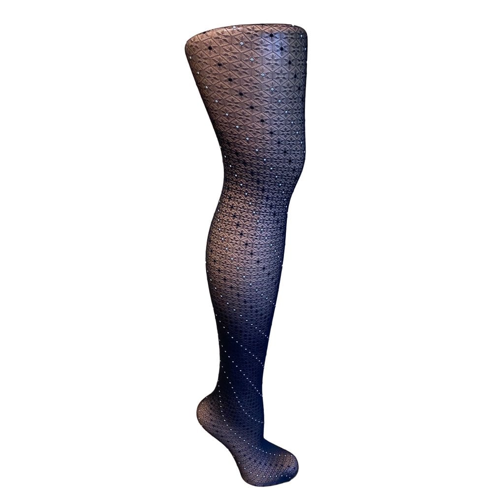 Star Snowflake Pattern Black Tights