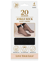 20 Denier Sheer Ankle High Socks – 4 Pair Pack