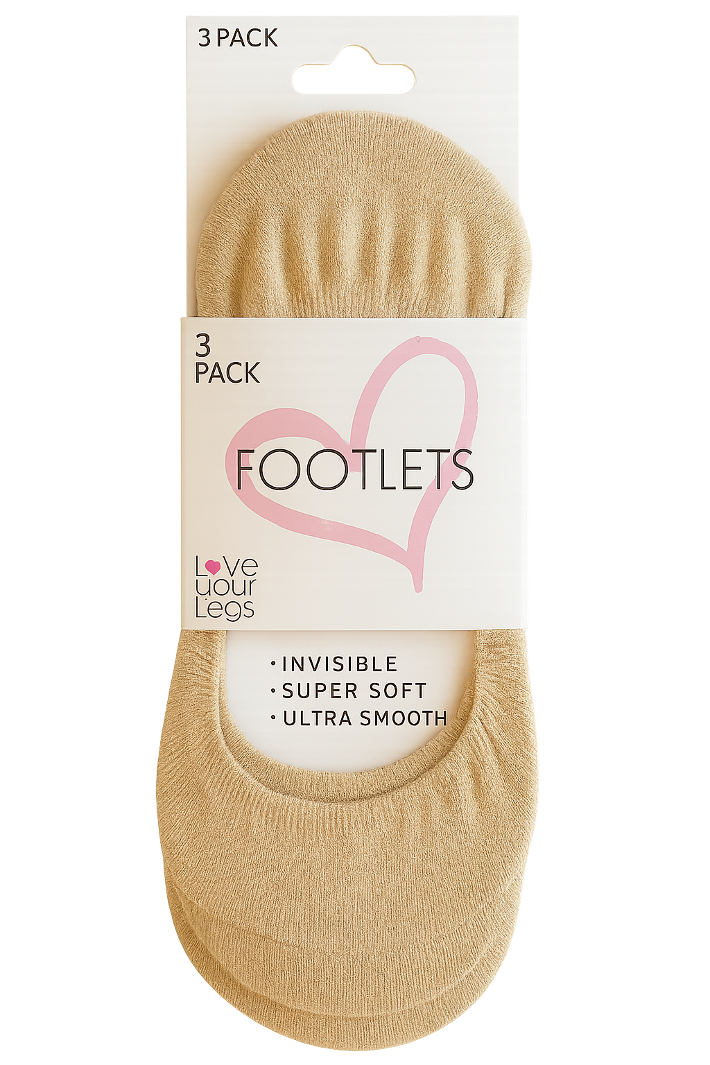 Love Your Legs 3 Pack Plain Footlets
