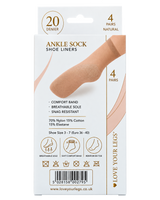 20 Denier Sheer Ankle High Socks – 4 Pair Pack