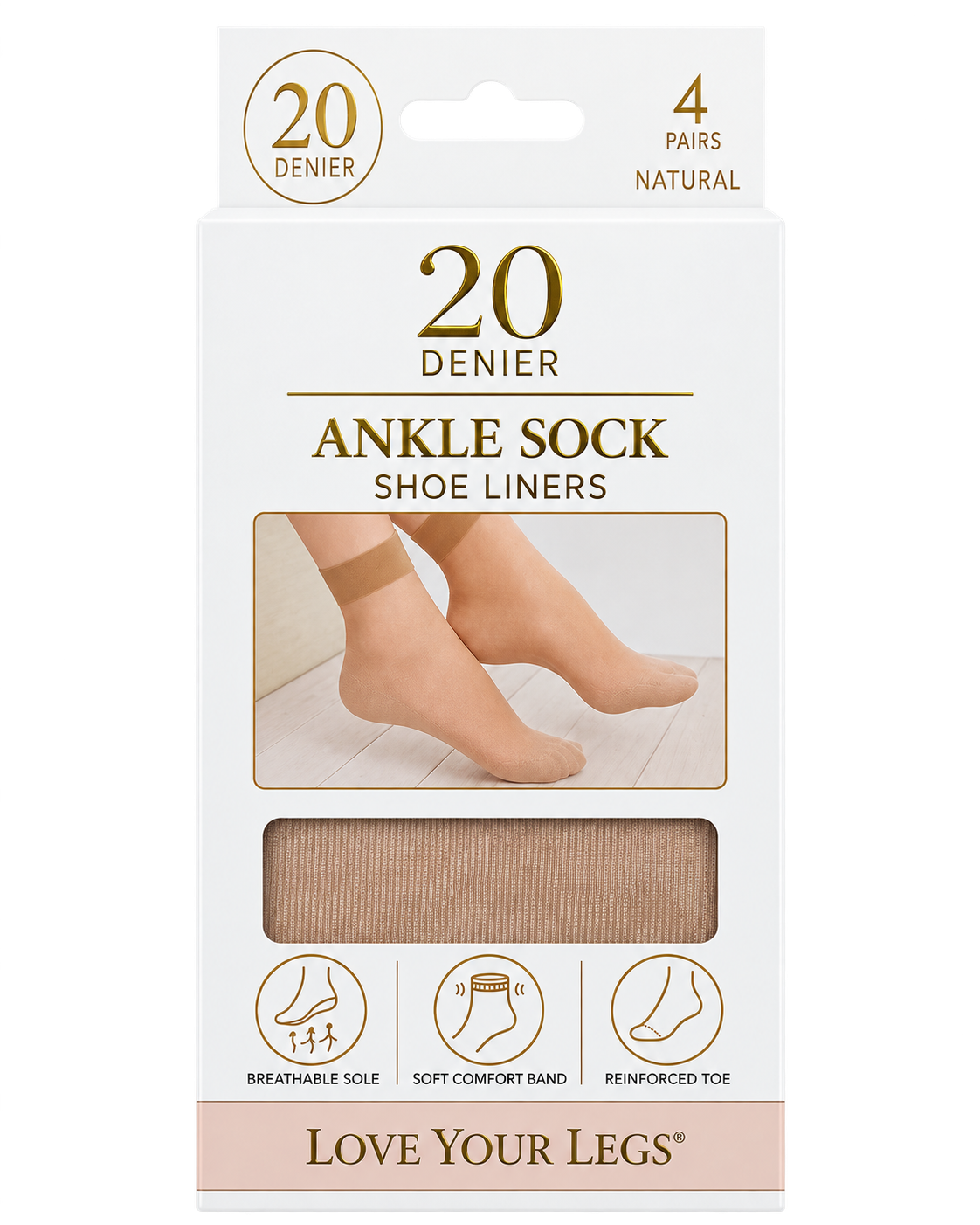 20 Denier Sheer Ankle High Socks – 4 Pair Pack