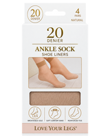 20 Denier Sheer Ankle High Socks – 4 Pair Pack